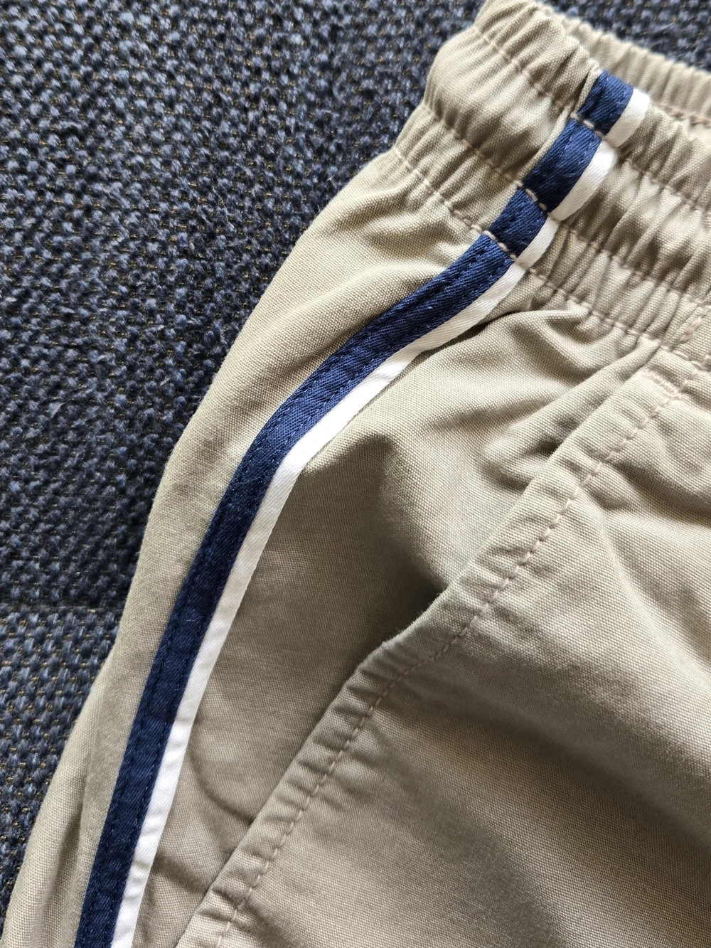 J. Crew Khaki Drawstring Waist Shorts with Navy Label